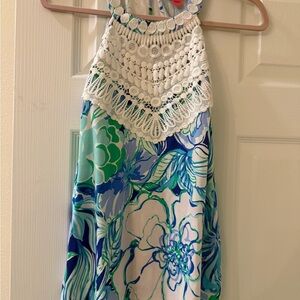 Lilly Pulitzer Blue and Green Floral Tank Top